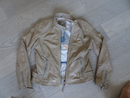 Lederjacke beige Bikerjacke Gr. 40, echt Leder, neu