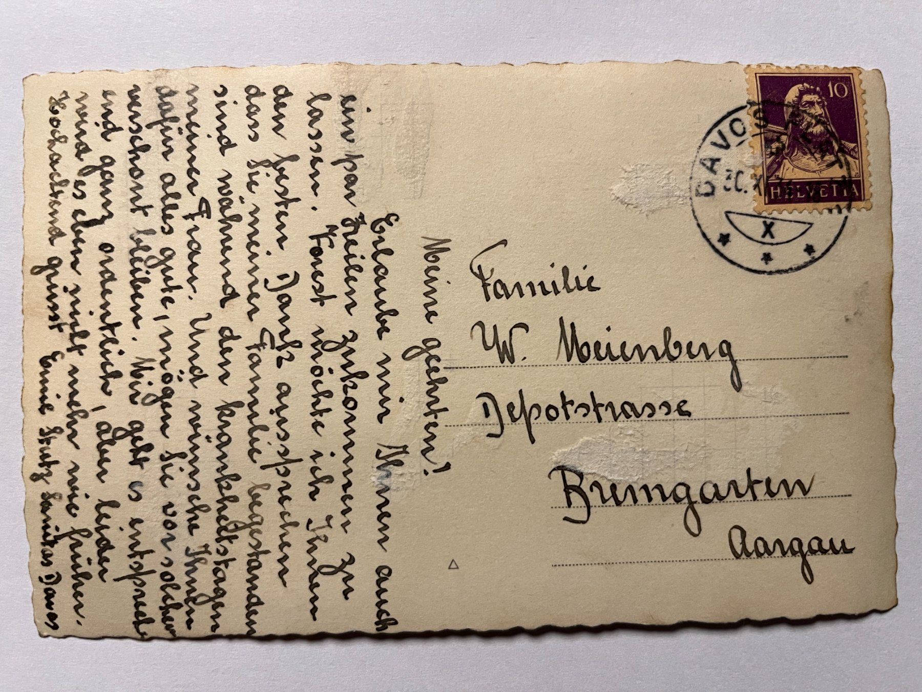 Ansichtskarten: Ansichtskarte Davos Platz mit Stempel Davos Platz 1934 – Gebraucht aus Wettingen von _Nordliechtli_ 1