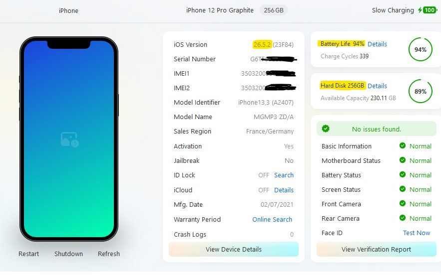 Apple Handys / Smartphones: iPhone 12 Pro / Graphite 256GB / 94% Batterie – Gebraucht aus Salavaux von cqdx 4