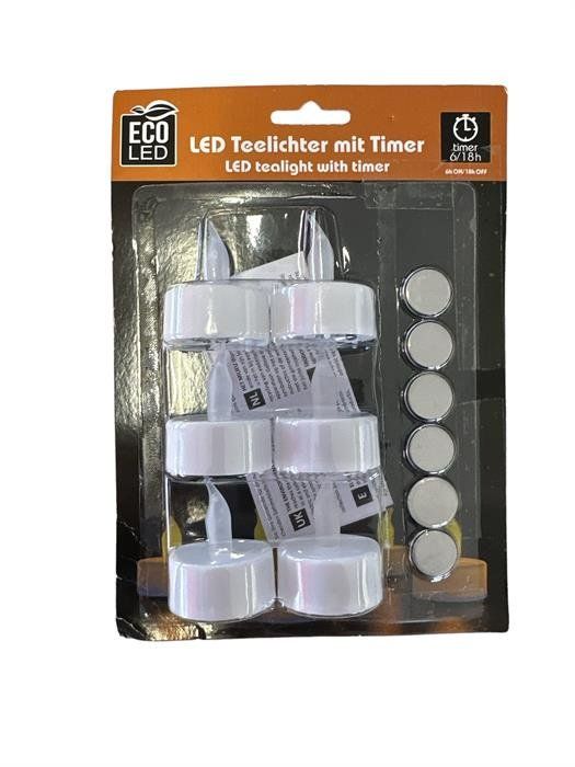 Candele: LED Teelicht weiss Timer - 6er Blister inkl. Batterien – Nuovo e nell'imballaggio originale da Oensingen venduto da Liquidations-Shop