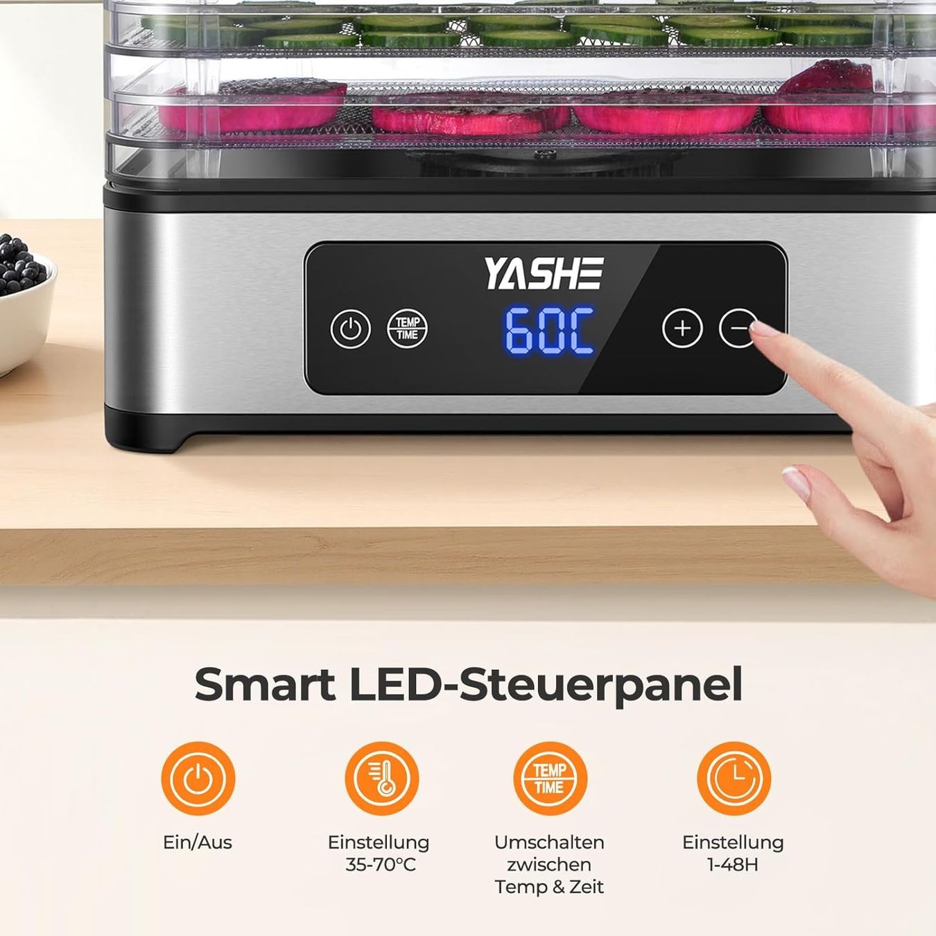 Elettrodomestici da cucina: Dörrautomat 5 Edelstahl-Gitter 400W Timer – Nuovo e nell'imballaggio originale da Schaffhausen venduto da AllesMussRaus60 4