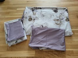2x lilafarbenes Bettwäsche-Set aus Satin-Baumwolle