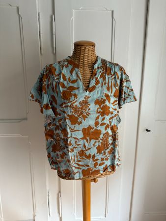 MOS MOSH - Blusenshirt türkis-zimtbraun M