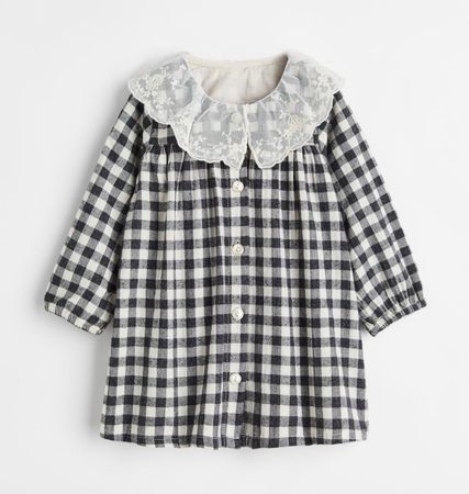 H&M 🦢 robe vichy & col en dentelle NEW! 86