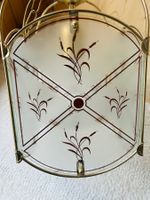 🟢 lampe vintage métal doré + verre Kronleuchter Métal Glas