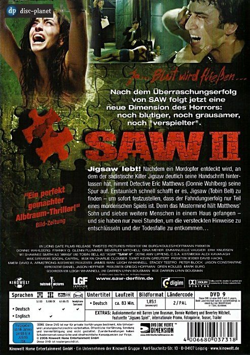 Tutti i DVDs: DVD - Saw 2 (2005) – Nuovo (secondo la descrizione) da Embrach venduto da disc-planet 1