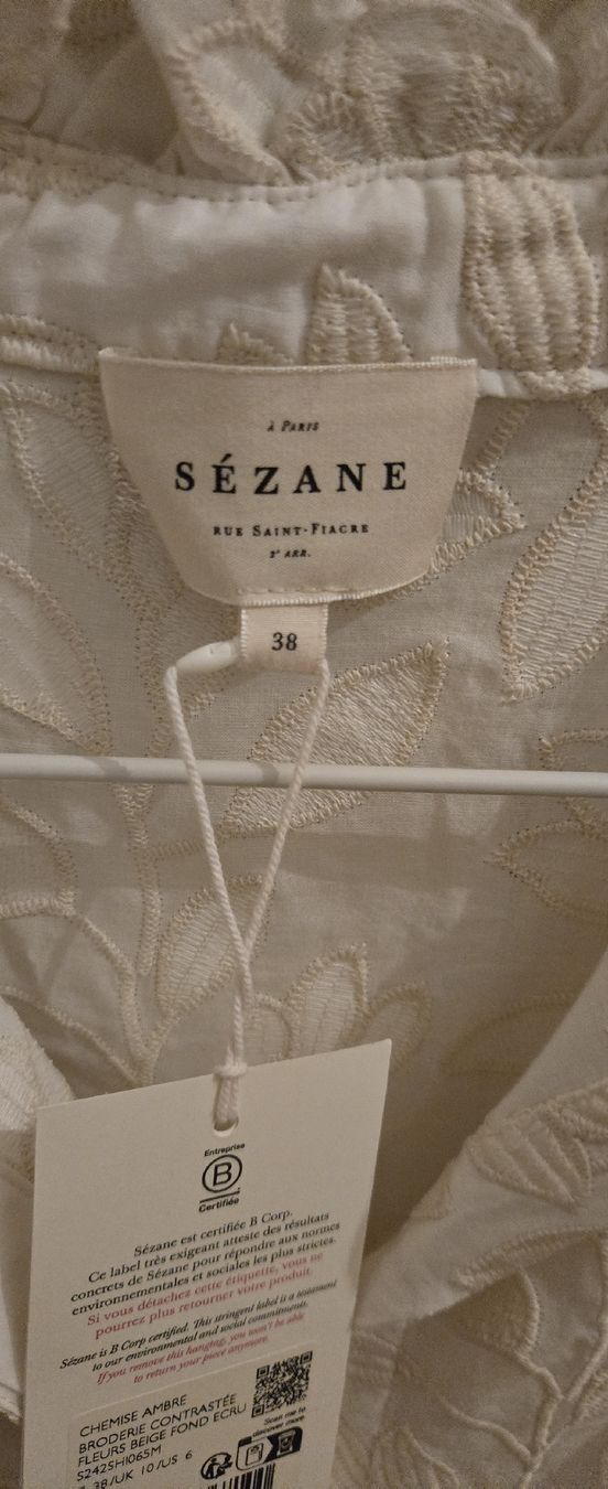 Sezane Camicette: Sezane Bluse Ambre weiss Gr 38 neu – Nuovo e nell'imballaggio originale da Basel venduto da 056rm 4