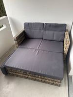 Gartensofa Rattan Loungeset mit Hocker 2-tlg. gut erhalten