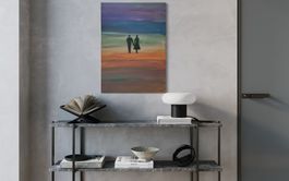 Modern Sunset Painting 60x80 | Contemporary Couple Artwork |