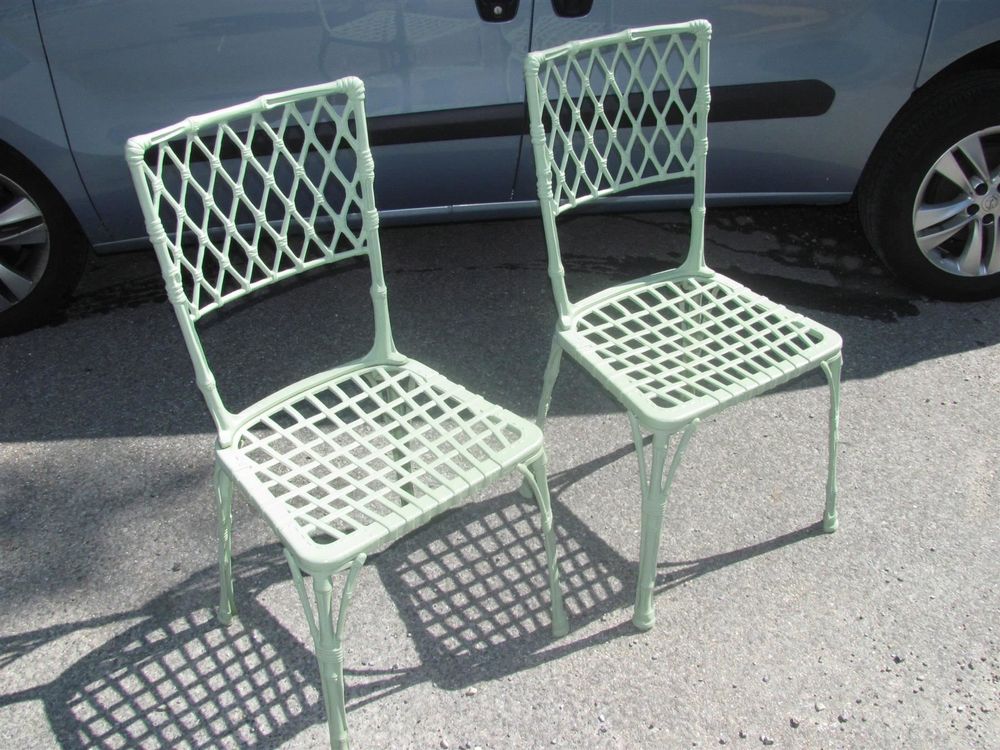 2 Gartenstühle Aluminiumguss Mit Rosendesign - Wetterfeste Sitzgruppe Für Terrasse