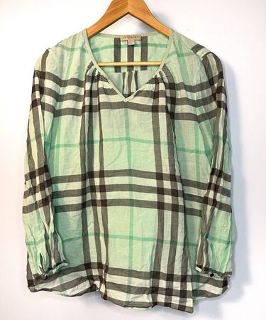 Women's Burberry Checked Blouse Large