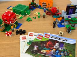 LEGO Minecraft 4 sets: Portal,Mushroom House,Turtle,Pumpkin