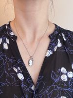 Vintage Kamee Halskette Silber mit Rosenquarz S925