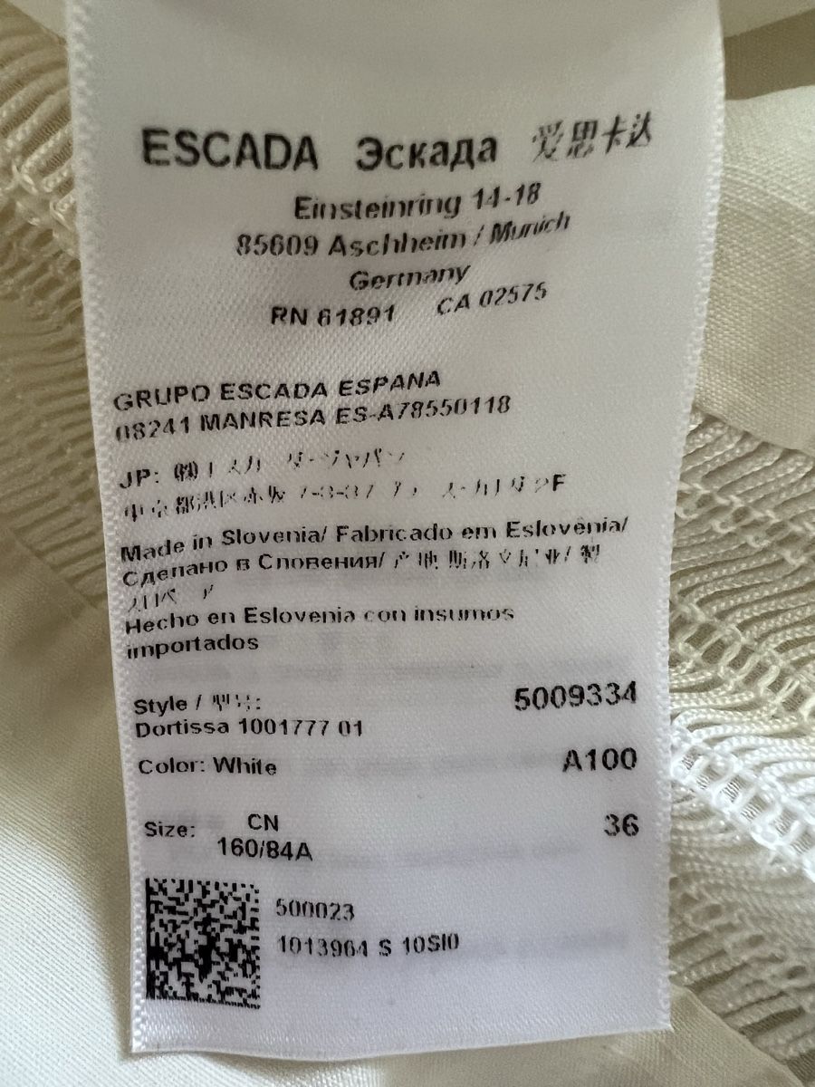 Escada Vestiti: Escada Kleid Weiss Grösse 36 Leinen/Seide – Usato da Basel venduto da Bettybooo 6