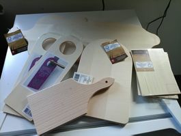 Diverse Holzartikel für Brandmalerei