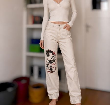Jean beige H&M customisé taille S/36 excellent état
