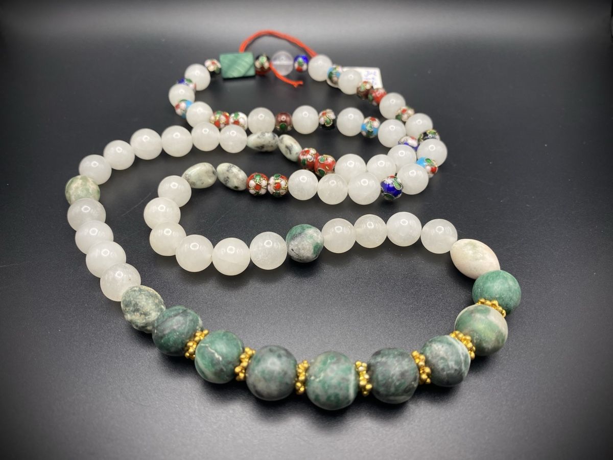 Ketten: Jade und Cloisonnè Perlen Halskette – Neu (gemäss Beschreibung) aus Lamone von LaCantinaMagica 3