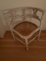 Chaise d'angle vintage rotin bois patiné bon état