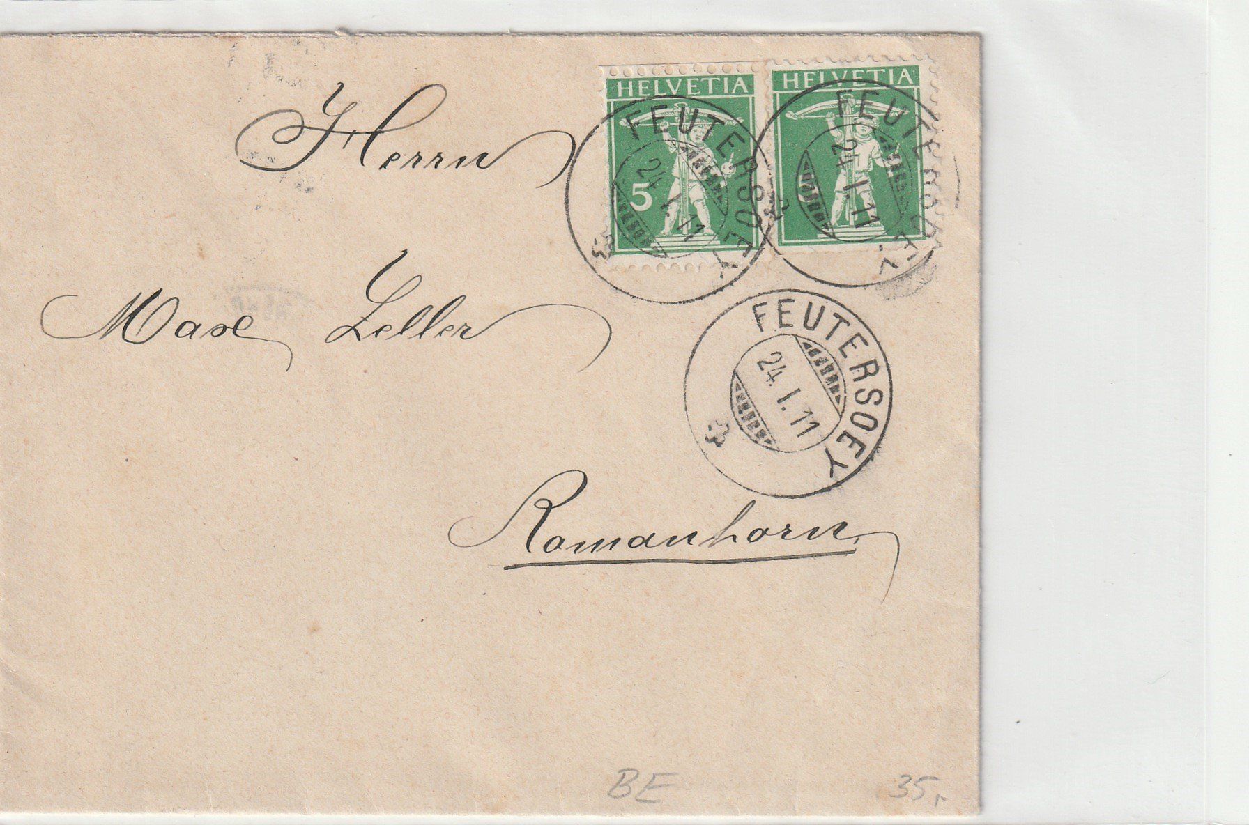 Alle Briefmarken: FEUTERSOEY -Kt.Bern, Brief 1911, top Stempel – Gebraucht aus uttwil von Koehlerfred