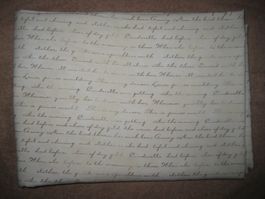 Baumwollstoff creme mit hellbrauner Schrift