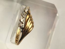 Goldring 18k/750er Bicolor GG & WG mit 4 Diamanten Grösse 55