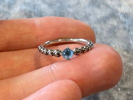 Pandora Ring mit Stein hellblau 🩵 Silber 925, Gr. 52, Top!