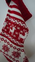 Weihnachtsstrumpf rot weiss gestrickt mit Rentier Deko We...