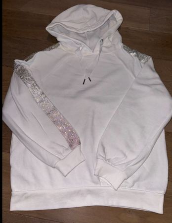 Weisser Hoodie mit Strass-Applikationen, Grösse S