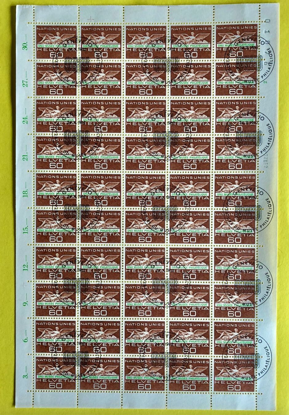 Tutti i francobolli: Dienstmarken Bogen Stamp Museum GESTEMPELT  GENEVE – Usato da Aarau venduto da Billa007