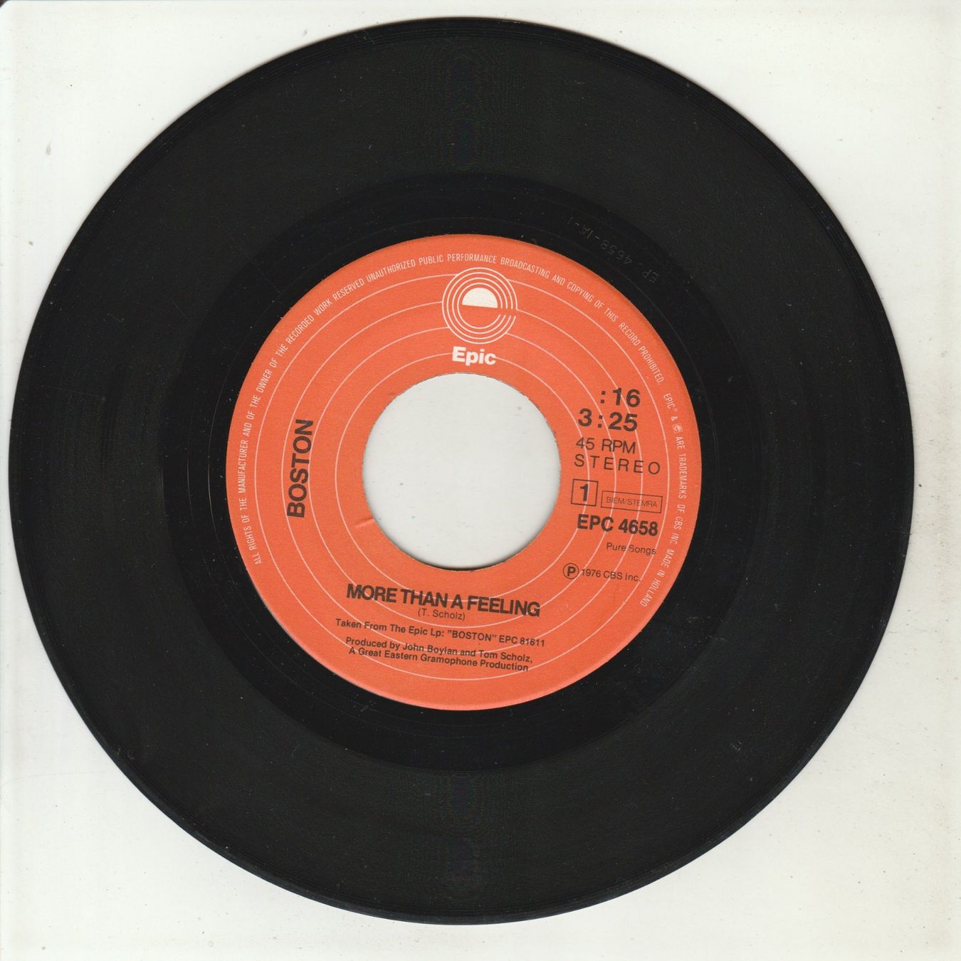 Schallplatten: Boston - More than a Feeling 7" Vinyl 1976 – Gebraucht aus Tübach von JamesStone 2