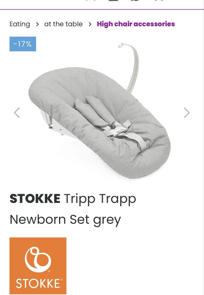 Stokke Seggioloni: Stokke Tripp Trapp Newborn Set - Grey – Usato da Troinex venduto da AnnaAbanin