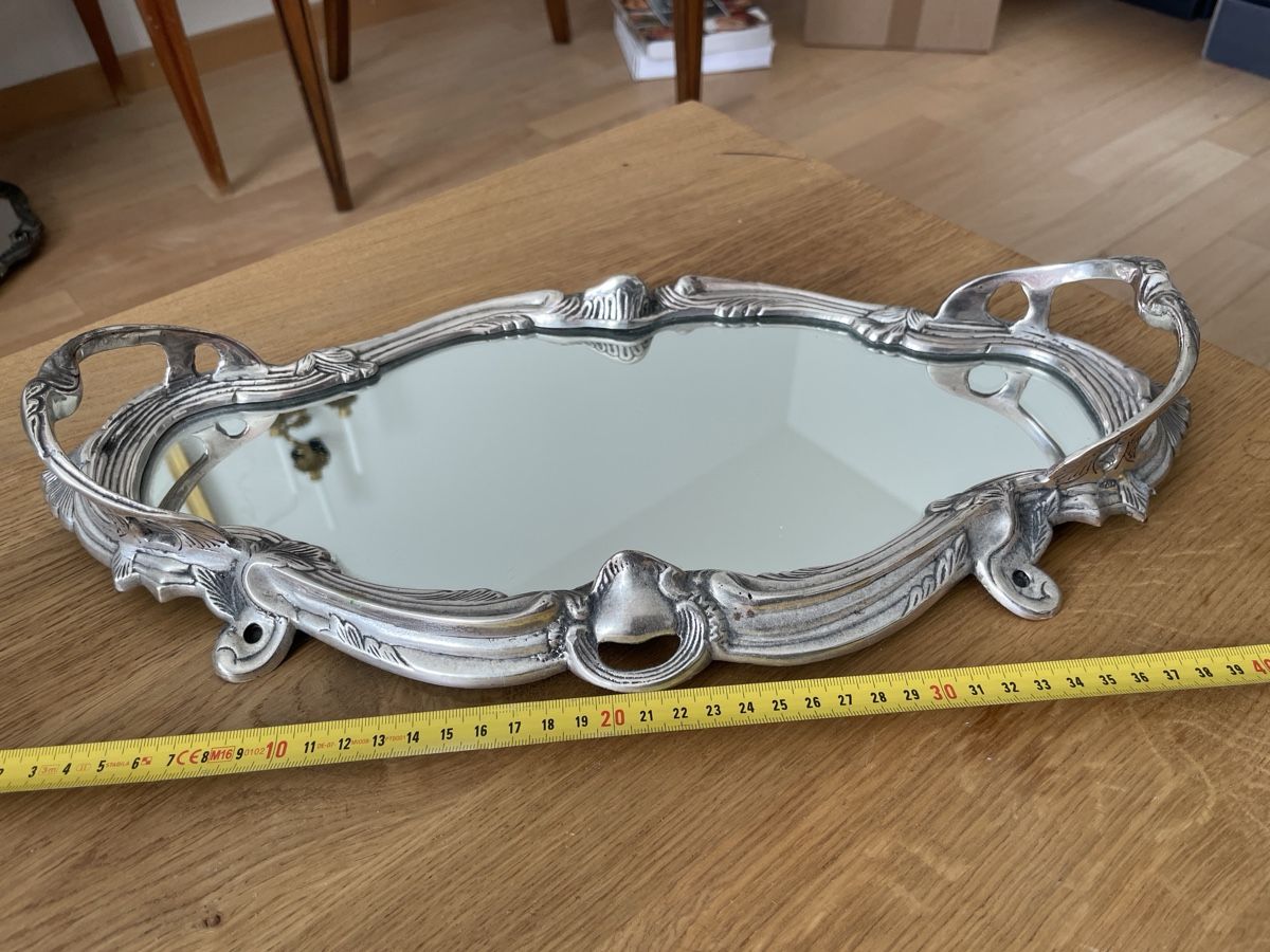 Specchi: Serviertablett Spiegel versilbert mit Griffen ca. 40cm – Usato da Bern venduto da roa80 1
