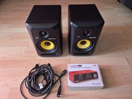 Focusrite Scarlett2i2 3rd Gen & KRK ROKIT 5 G3 Monitorboxen