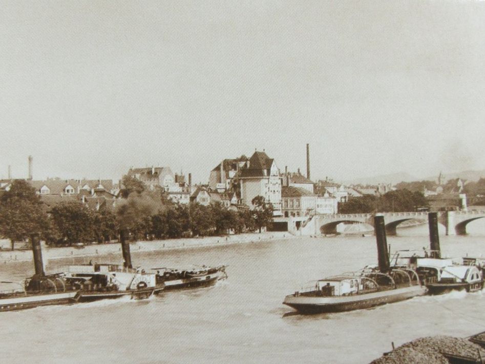 Cartoline postali: BASEL  SCHLEPPKAHN UND 2 SEITENRADSCHLEPPDAMPFER REPRO 1922 – Usato da Ettingen venduto da Hausi4711 1