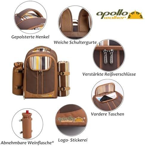 Zaini: walker Picknickrucksack 4 Personen Picknick Decke Camping – Nuovo e nell'imballaggio originale da Hundwil venduto da pak_7zvn 5