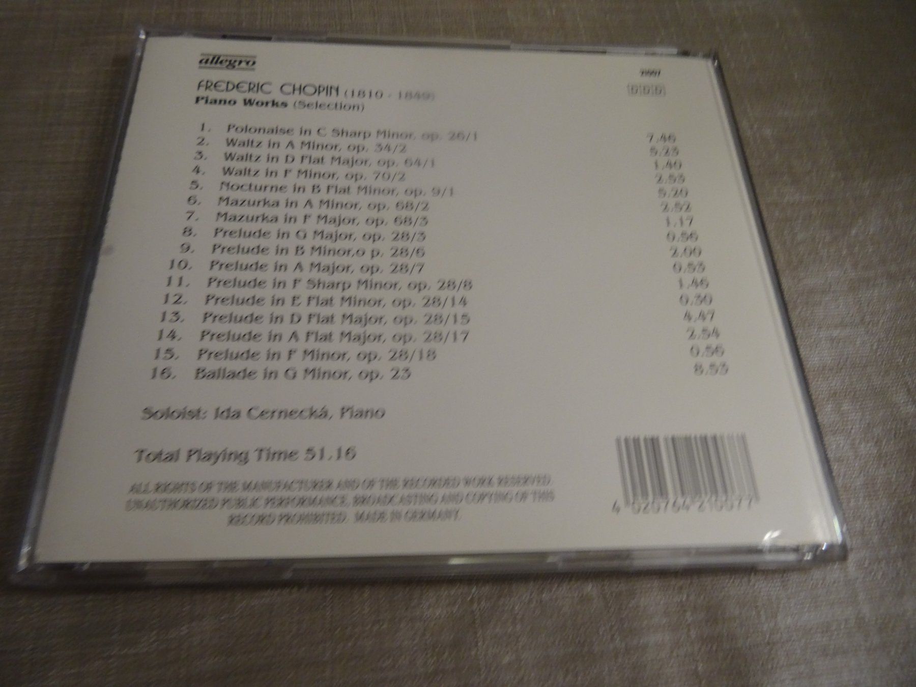 CD: F. Chopin - Piano Works Selection CD – Usato da Olten venduto da Disc-Ausverkauf 1