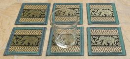 Glas Untersetzer Set mit Elefanten