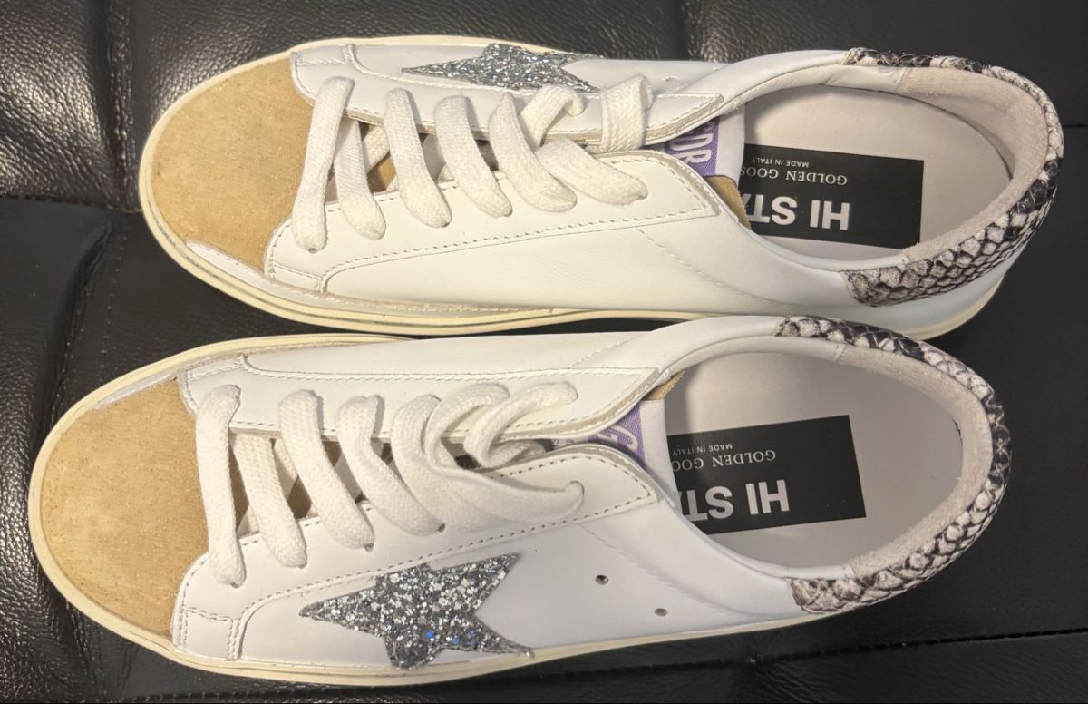 Golden Goose Damenschuhe: Golden Goose White & Grey Pattern Sneakers – Gebraucht aus Chur von Cuteclothes7k 2