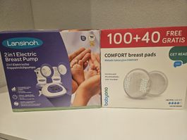 Lansinoh Doppelmilchpumpe + Babyono Stilleinlagen, Neu!