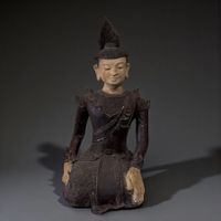 Burmesischer Tempeldiener aus Lacquerware – Myanmar, ca. 100