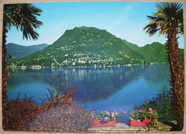 Cartoline postali: Ansichtskarte ungelaufen - Lugano mit Monte Bré – Usato da Dübendorf venduto da rumpumpel