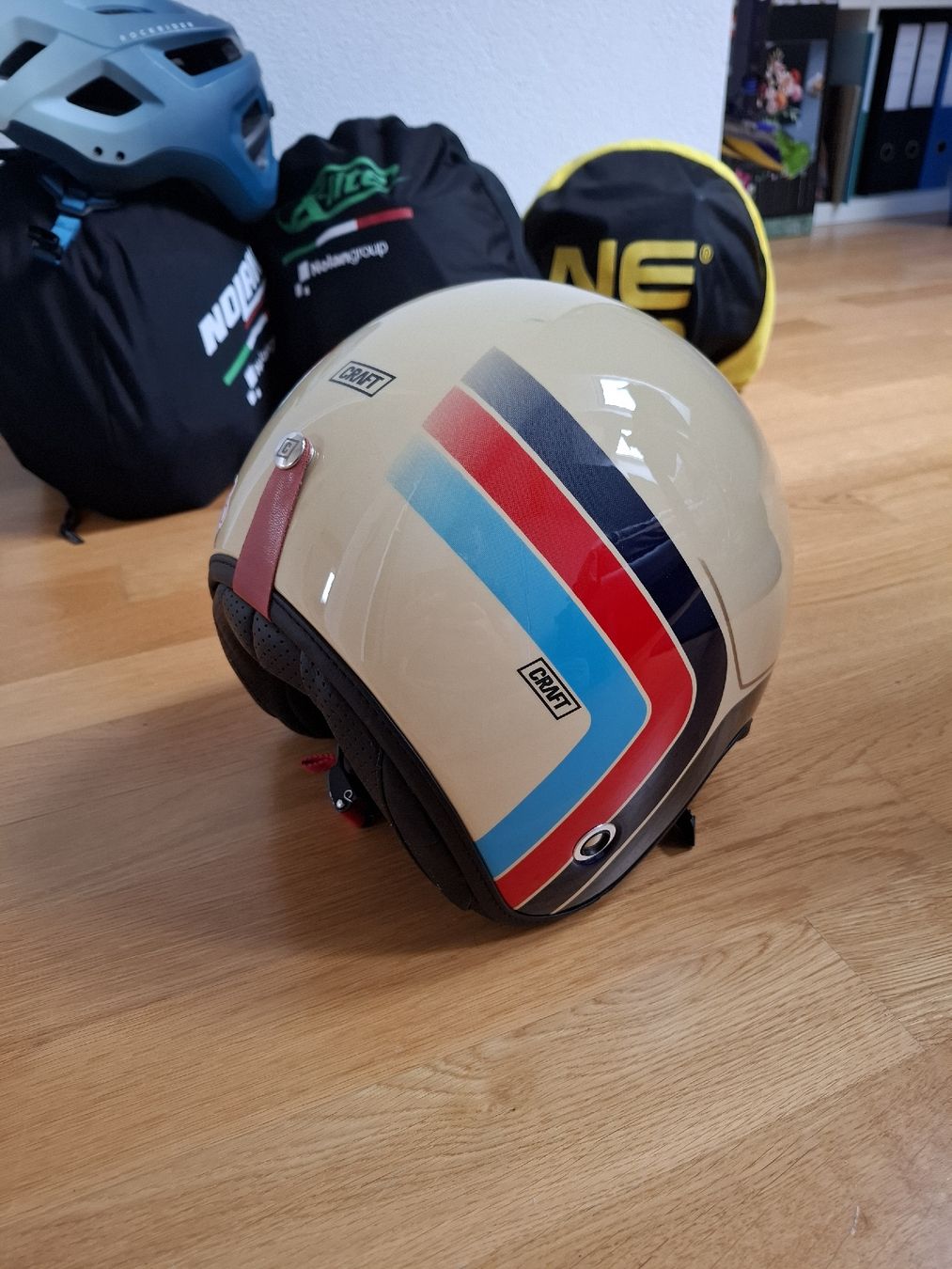 Casque jet moto Craft vintage beige avec visière intégrée (Gebraucht ...