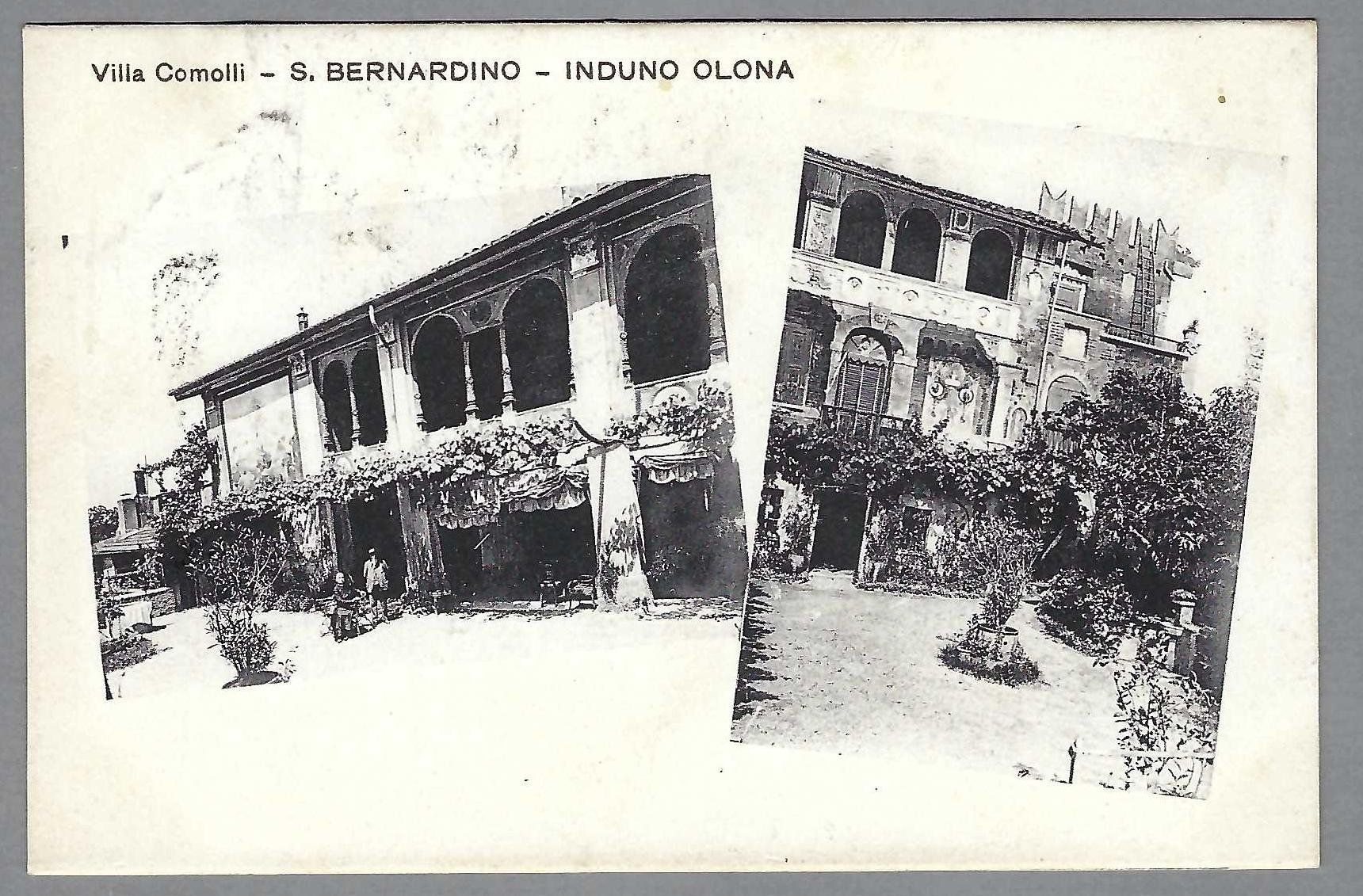 Cartoline postali: 1909, INDUNO OLONA, VILLA COMOLLI - S. BERNARDINO – Usato da Pura venduto da ulisse1957
