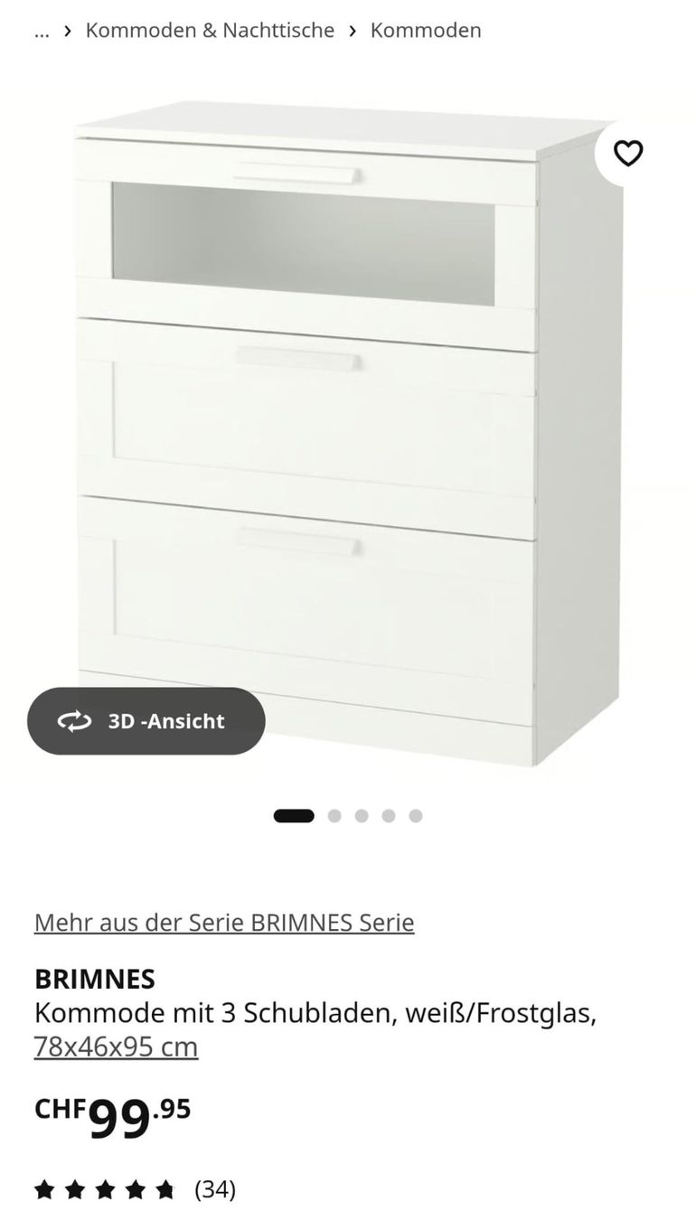 Ikea Cassettiere: IKEA BRIMNES Kummode – Usato da Baden venduto da zi_ai