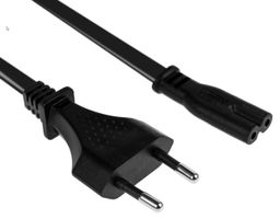 Netzkabel C7-T26 1.3m Schwarz Kabel 220 V, H03VVH2-F, 10 Stk