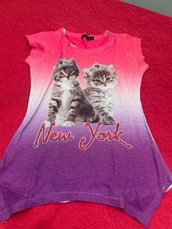 Mädchen T-Shirt mit Katzen 128/134