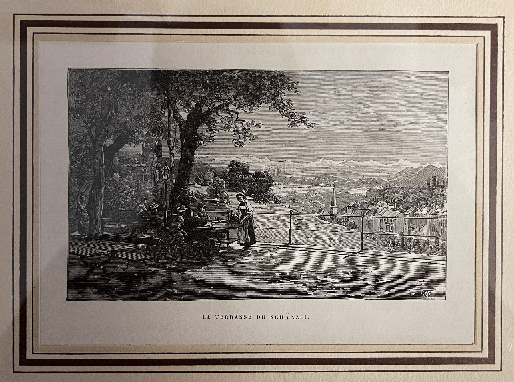 Incisioni: La Terrasse du Schänzli - 1880 - 25.5 x 19.5cm – Usato da Oftringen venduto da Vucki 1