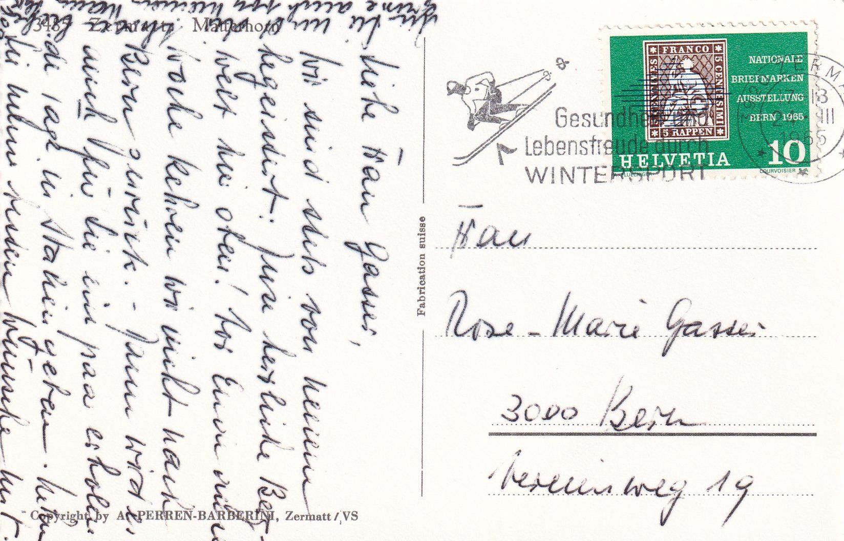 Cartoline postali: Zermatt - Matterhorn /mp – Usato da Hombrechtikon venduto da Rudolf07 1