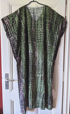 Robe-caftan verte/vieux rose TU