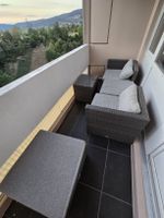 Lounge Rattan Optik grau mit 4 Sesseln 1 Tisch